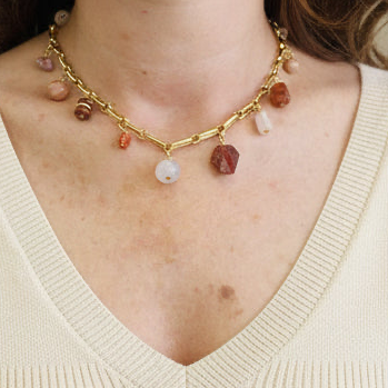 Collar Piedra Sol baño de oro 24K – Trovare Chile