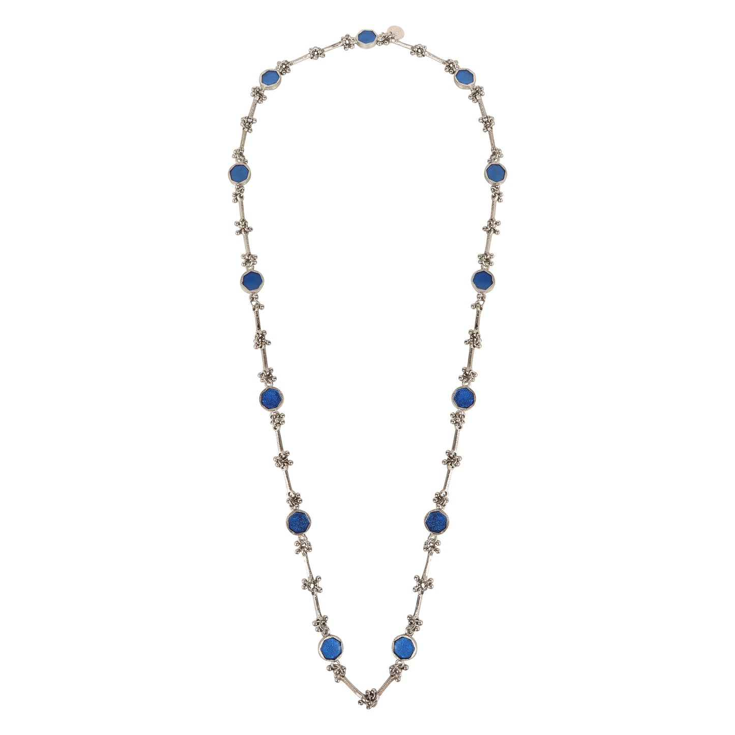 collar largo azul  connplateado hecho en india 