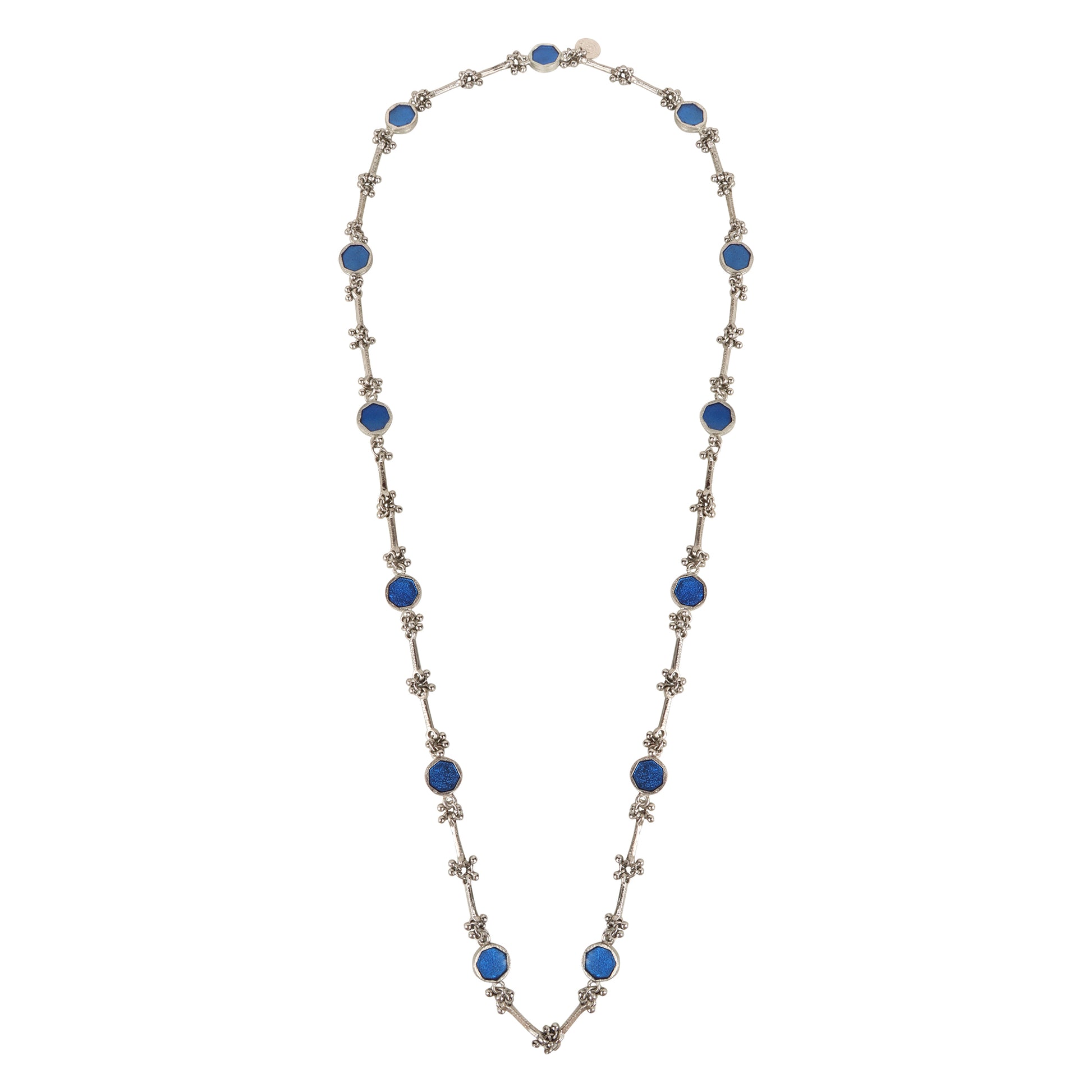 collar largo azul  connplateado hecho en india 