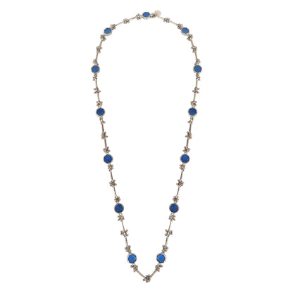 collar largo azul  connplateado hecho en india 