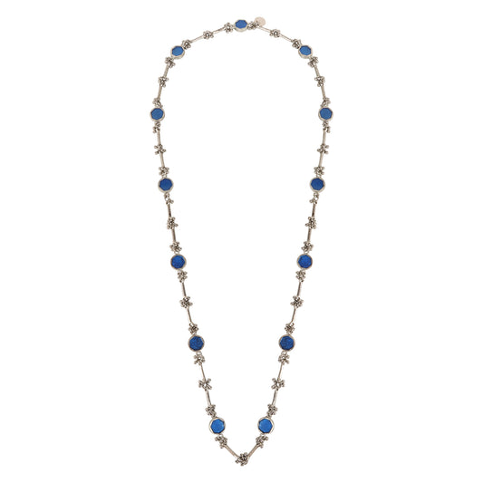 collar largo azul  connplateado hecho en india 