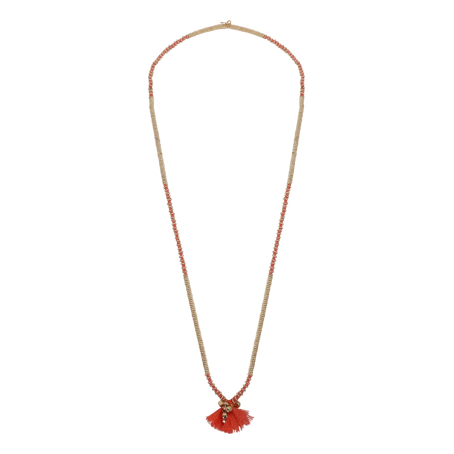 Collar Largo Fulj Dorado Coral – Lujo Artesanal