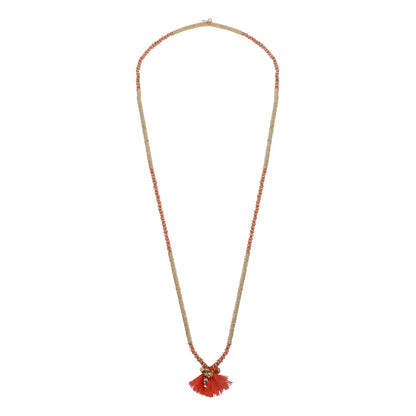 Collar Largo Fulj Dorado Coral – Lujo Artesanal