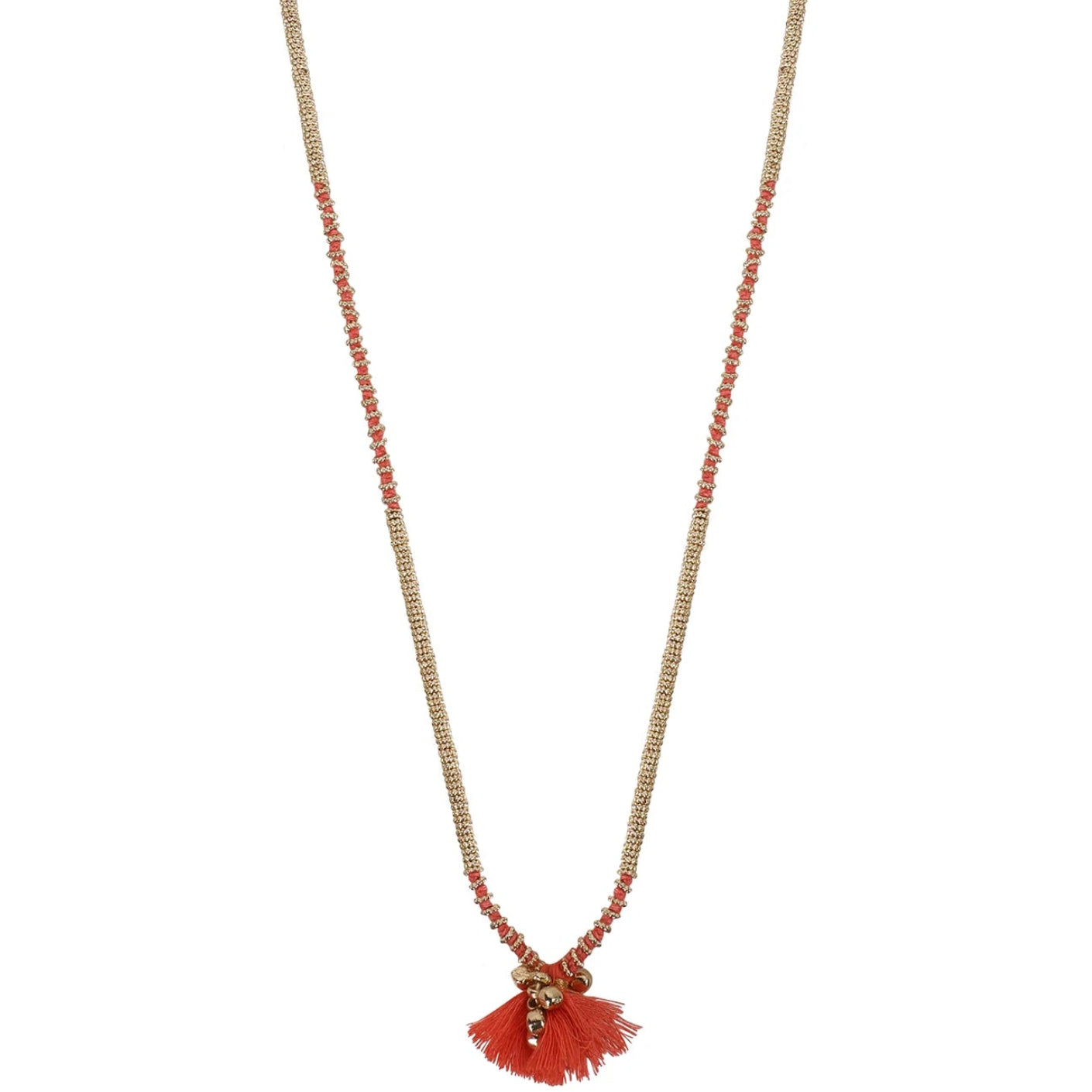 Collar Largo Fulj Dorado Coral – Lujo Artesanal