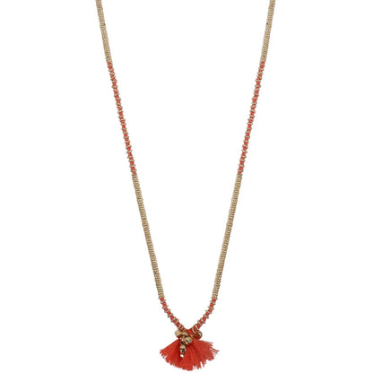 Collar Largo Fulj Dorado Coral – Lujo Artesanal
