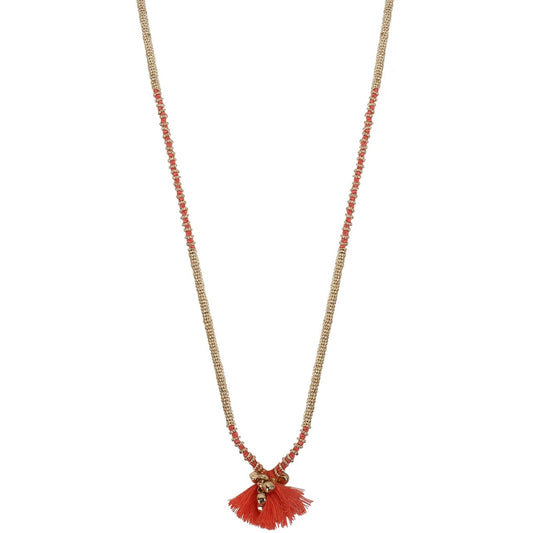 Collar Largo Fulj Dorado Coral – Lujo Artesanal