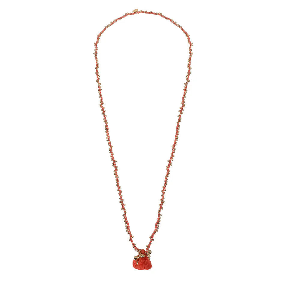 Collar Fuljhadi Bajra Largo Coral · Lujo Artesanal
