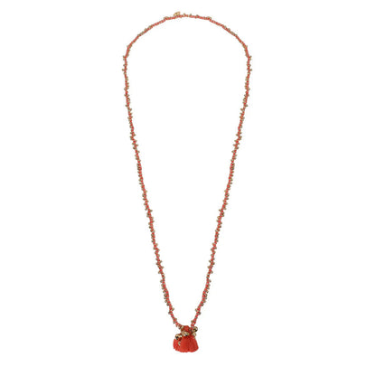 Collar Fuljhadi Bajra Largo Coral · Lujo Artesanal