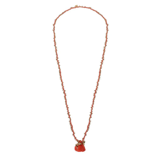 Collar Fuljhadi Bajra Largo Coral · Lujo Artesanal