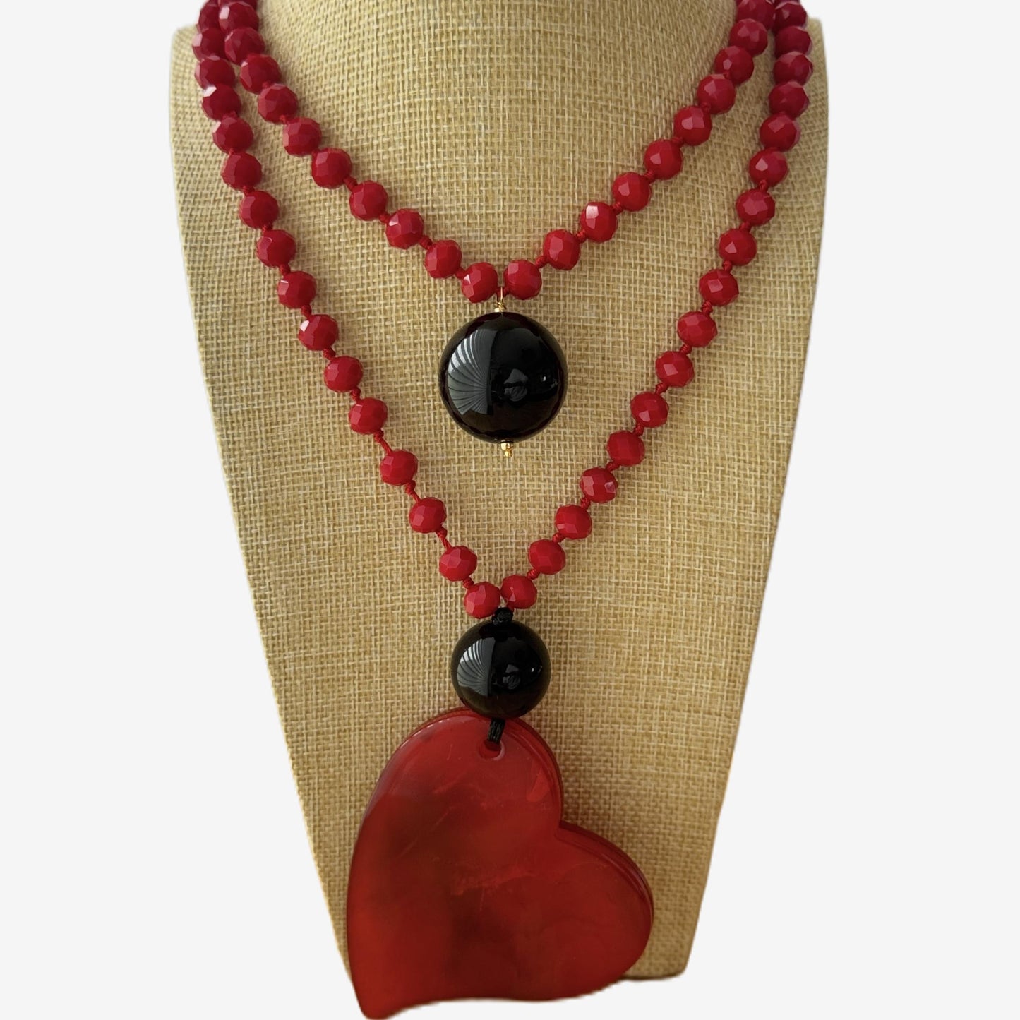 Collar Cuore Rojo Cristal y Resina - Hecho en Italia