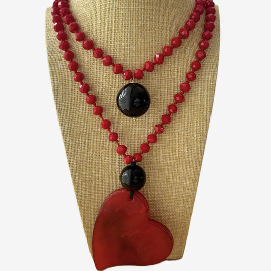 Collar Cuore Rojo Cristal y Resina - Hecho en Italia