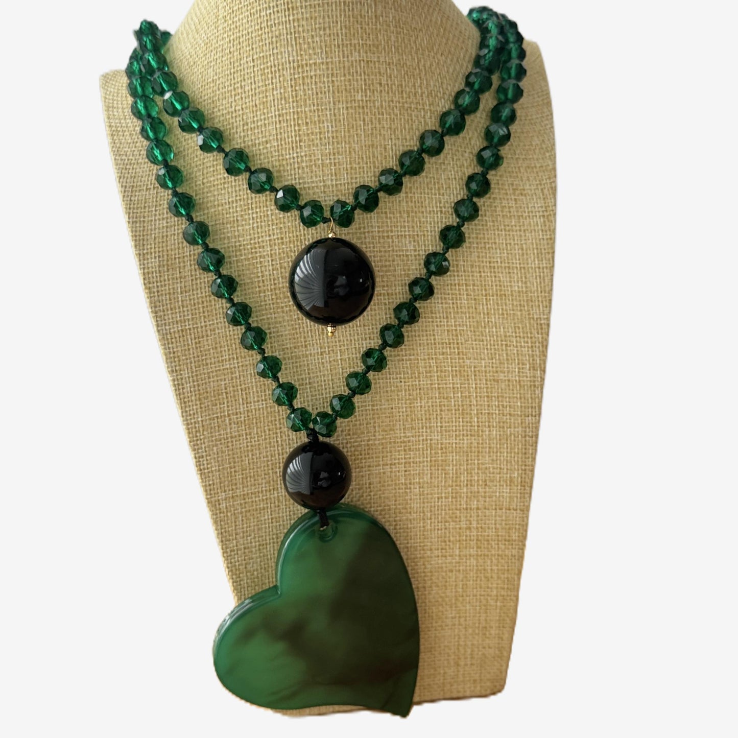 Collar Cuore Verde Cristal y Resina - Hecho en Italia