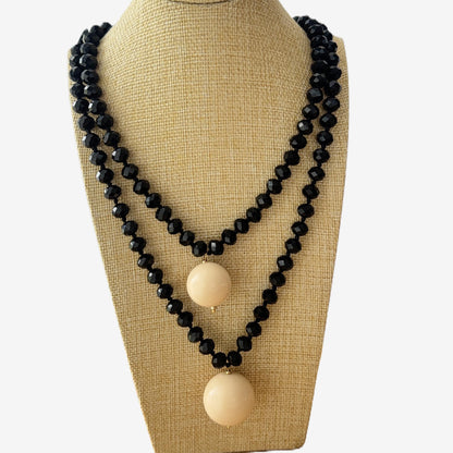 Collar Esfera Cristal y Resina Negro - Hecho en Italia