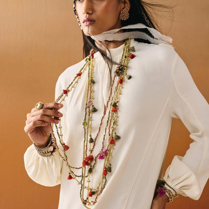 collares largos dorado y colores verano