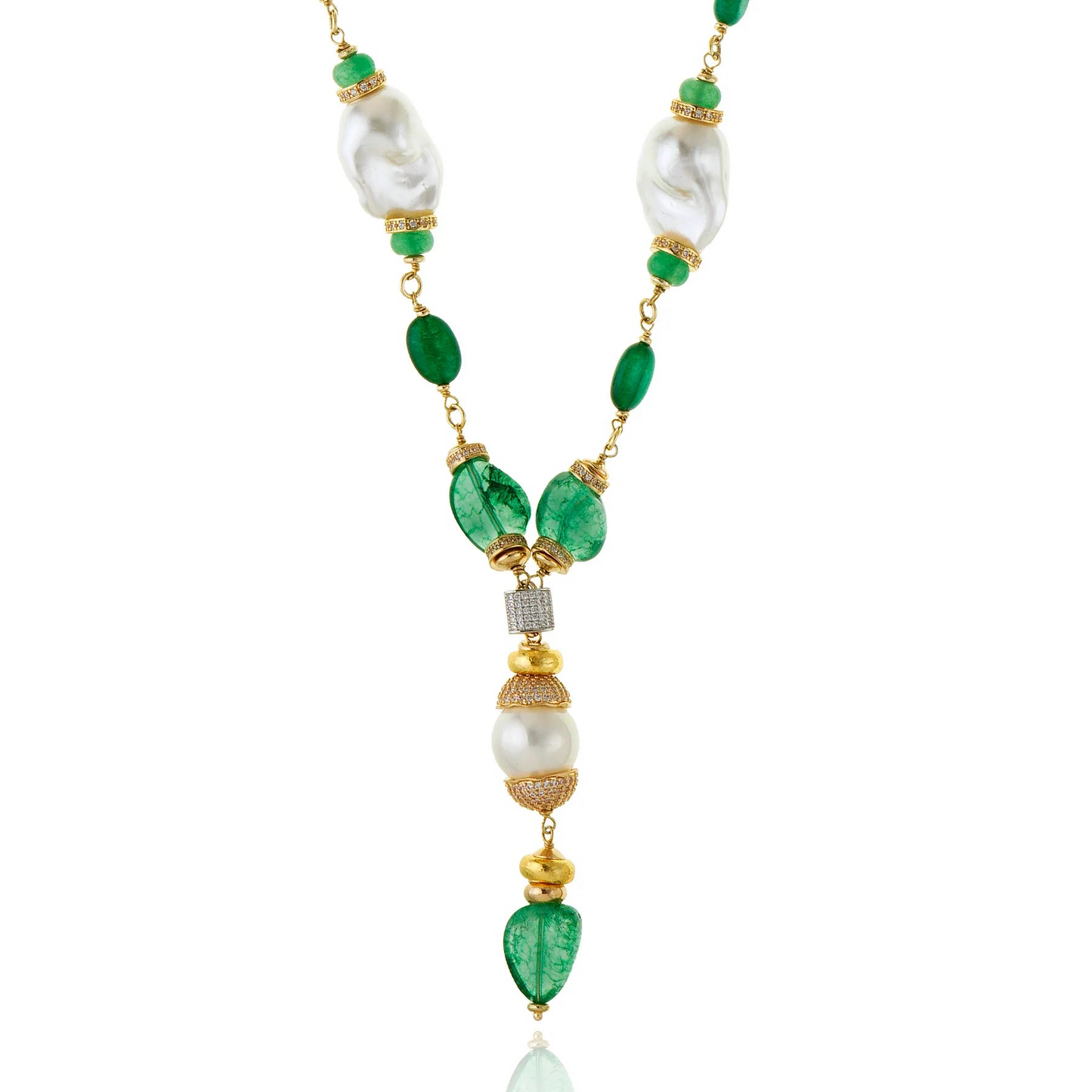 Collar Largo Verde con Perla Graz