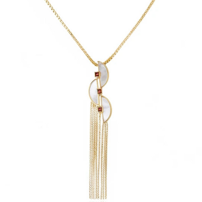 Collar Connection Fringe – Dorado Semilujo con Madre Perla Blanco