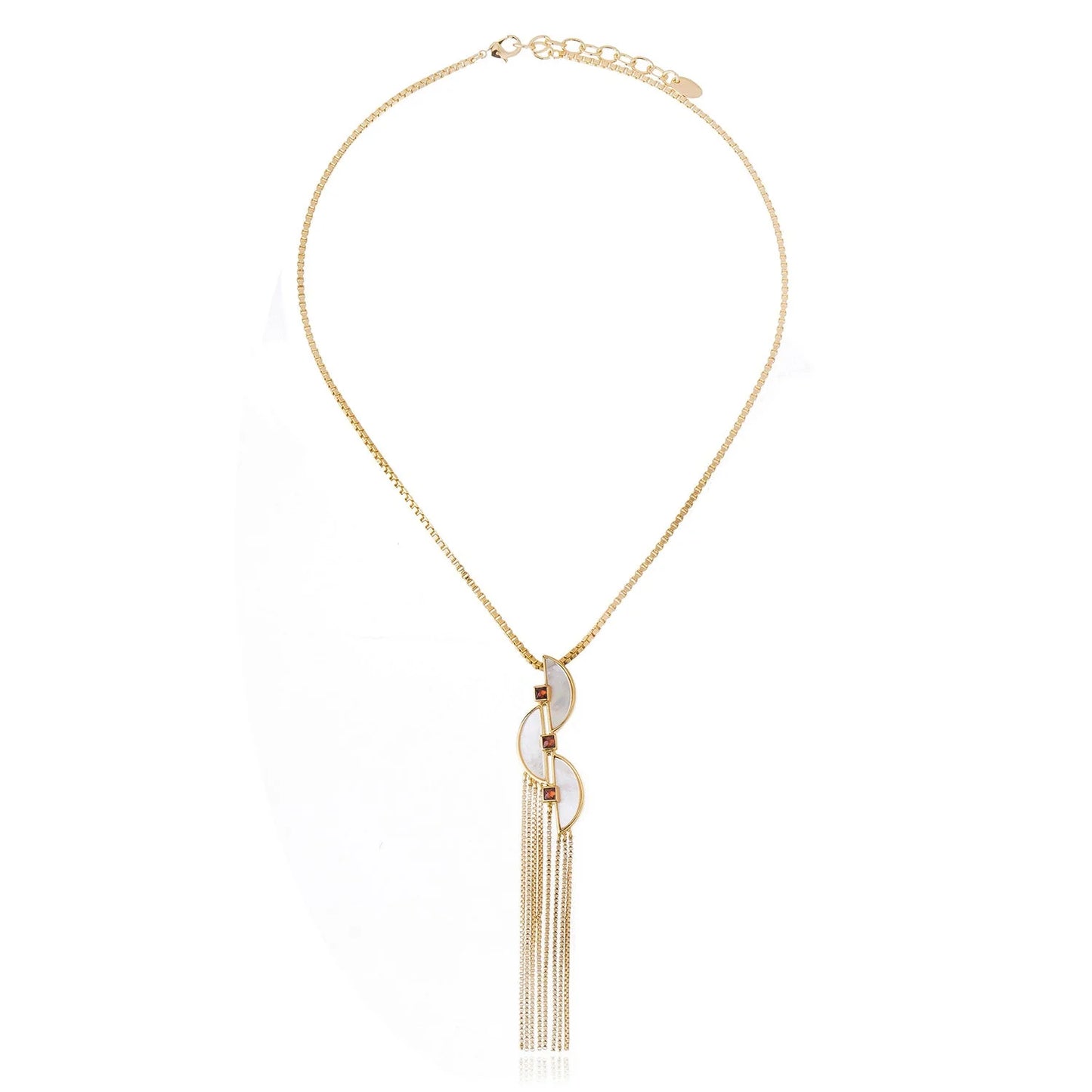Collar Connection Fringe dorado con nácar blanco – Trovare ChilE
