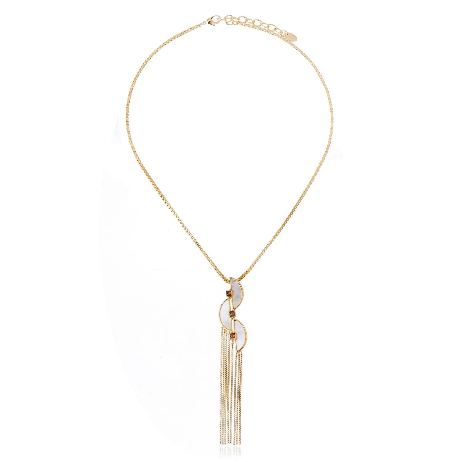 Collar Connection Fringe dorado con nácar blanco – Trovare ChilE