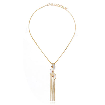 Collar Connection Fringe dorado con nácar blanco – Trovare ChilE