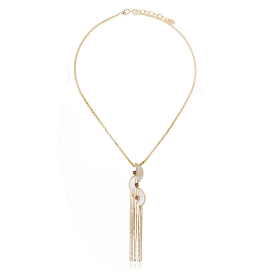 Collar Connection Fringe dorado con nácar blanco – Trovare ChilE