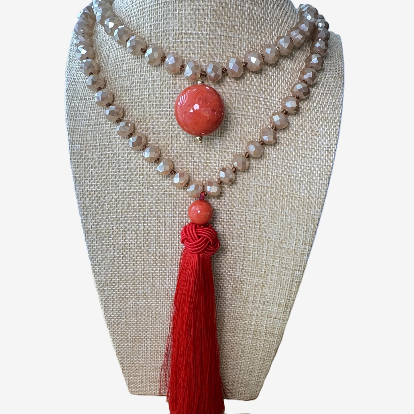 collar cristales largo con naranjo