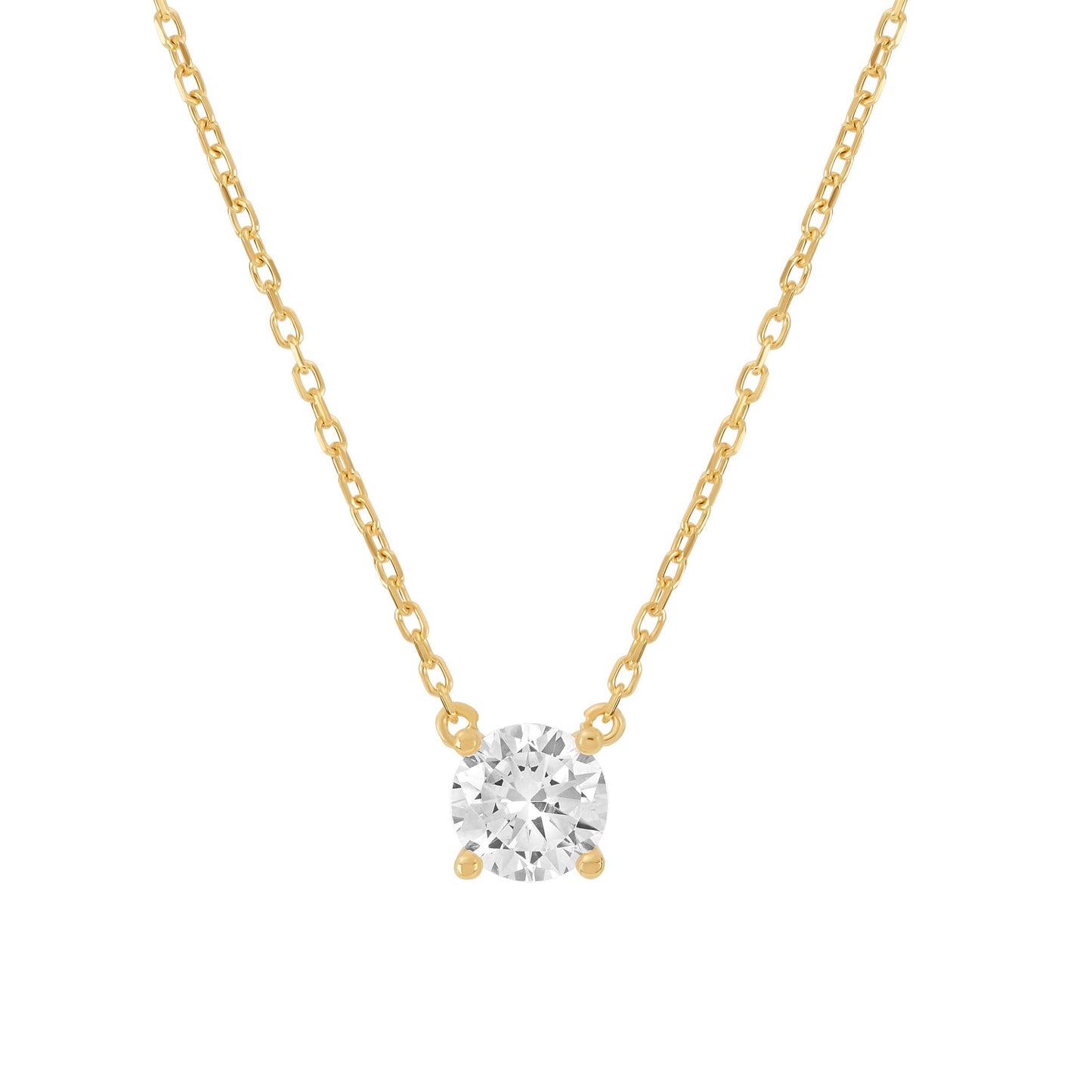 Collar Solitario con zirconia de 3.5 mm en plata 925 bañada en oro o rodio, joyería elegante y minimalista, Trovare Chile
