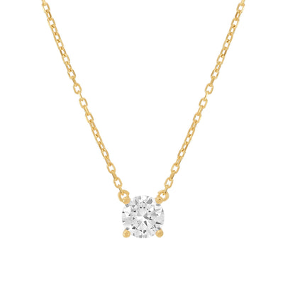 Collar Solitario con zirconia de 3.5 mm en plata 925 bañada en oro o rodio, joyería elegante y minimalista, Trovare Chile
