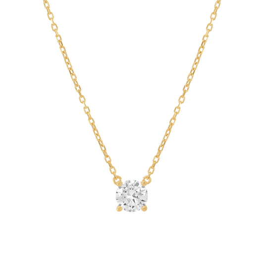 Collar Solitario con zirconia de 3.5 mm en plata 925 bañada en oro o rodio, joyería elegante y minimalista, Trovare Chile
