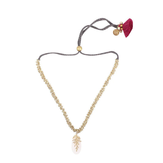 Choker Leaf Stone Beaded artesanal con piedras de cuarzo, joyería semi lujo hecha a mano en india 