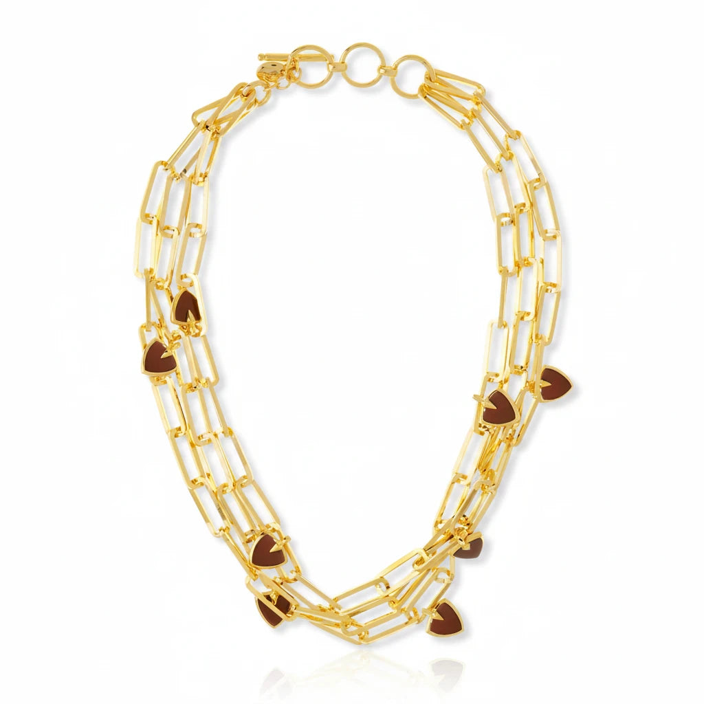 collar anteros multicadena con piedra ojo de tigre natural