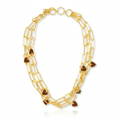 collar anteros multicadena con piedra ojo de tigre natural