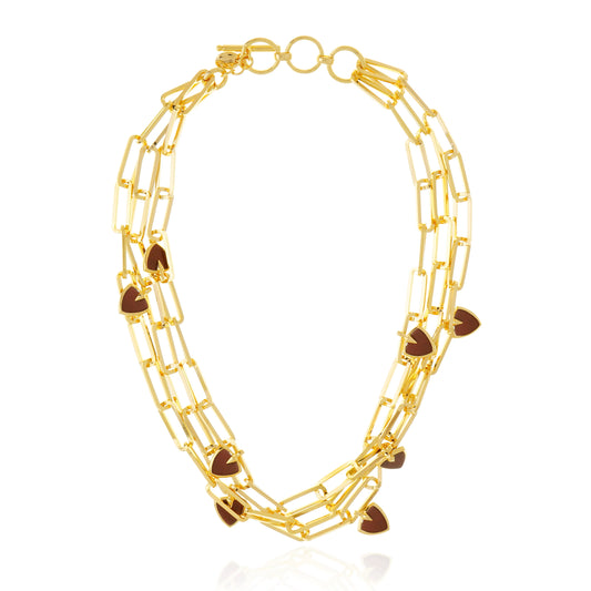 collar anteros multicadena con piedra ojo de tigre natural