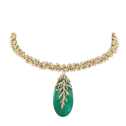 collar verde ajustable piedra