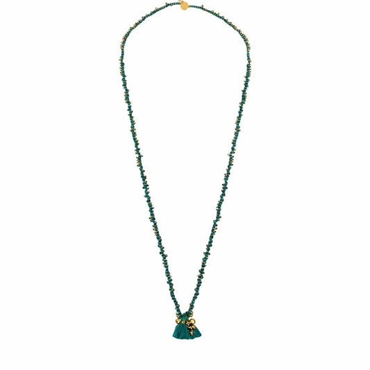 Collar Fuljhadi Bajra Largo Verde Petróleo · Lujo Artesanal