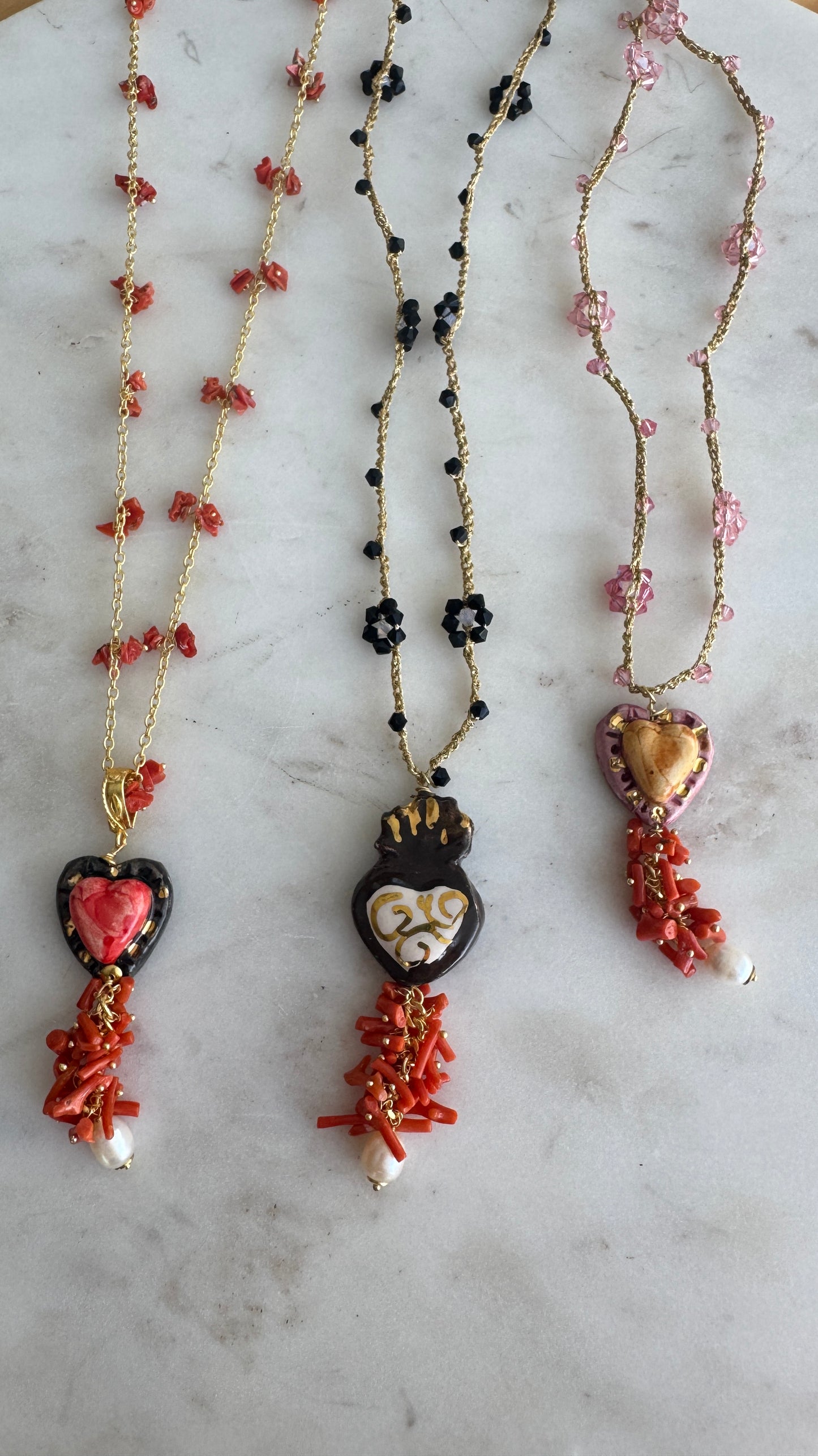 collares largos italia cristal cerámica coral perlas sicilia