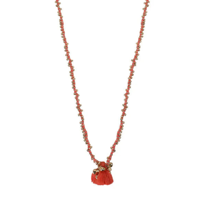 Collar Fuljhadi Bajra Largo Coral · Lujo Artesanal