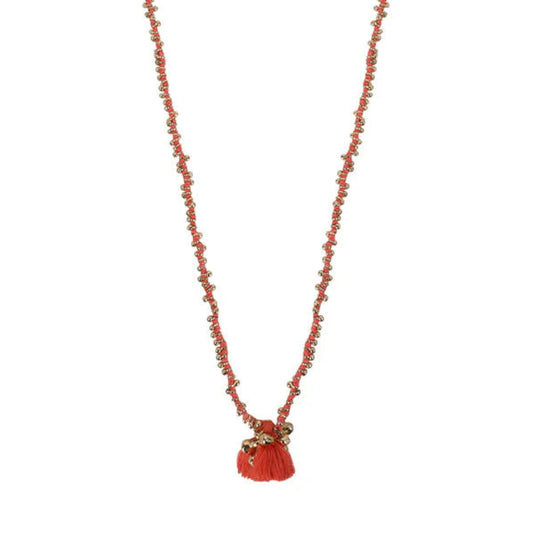 Collar Fuljhadi Bajra Largo Coral · Lujo Artesanal