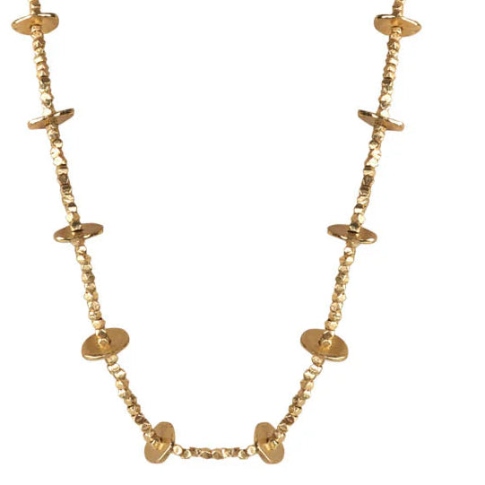 collar dorado largo circulos