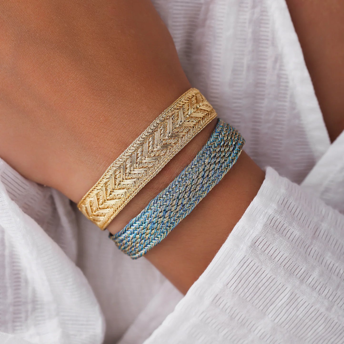 Pulsera Izy Nº1 Gold Denim – Sfifa Marroquí Hecha a Mano