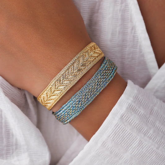 Pulsera Izy Nº1 Gold Denim – Sfifa Marroquí Hecha a Mano