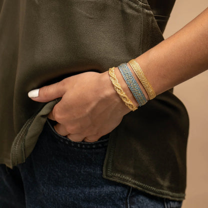 Pulsera Izy Nº1 Gold Denim – Sfifa Marroquí Hecha a Mano