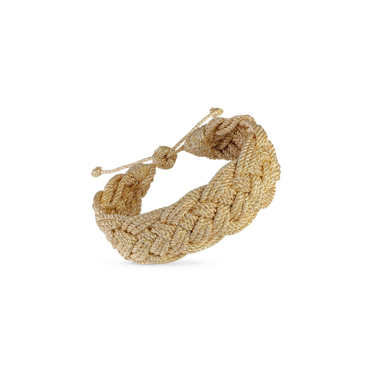 Pulsera Ifni color Gold, trenza gruesa de hilos dorados hecha a mano en Marruecos