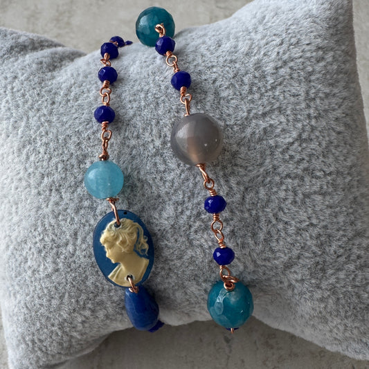 Pulsera Cameo Azul - Resina - Hecho en Italia