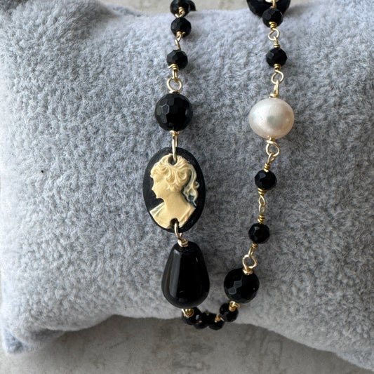 Pulsera Cameo Negra - Resina - Hecho en Italia