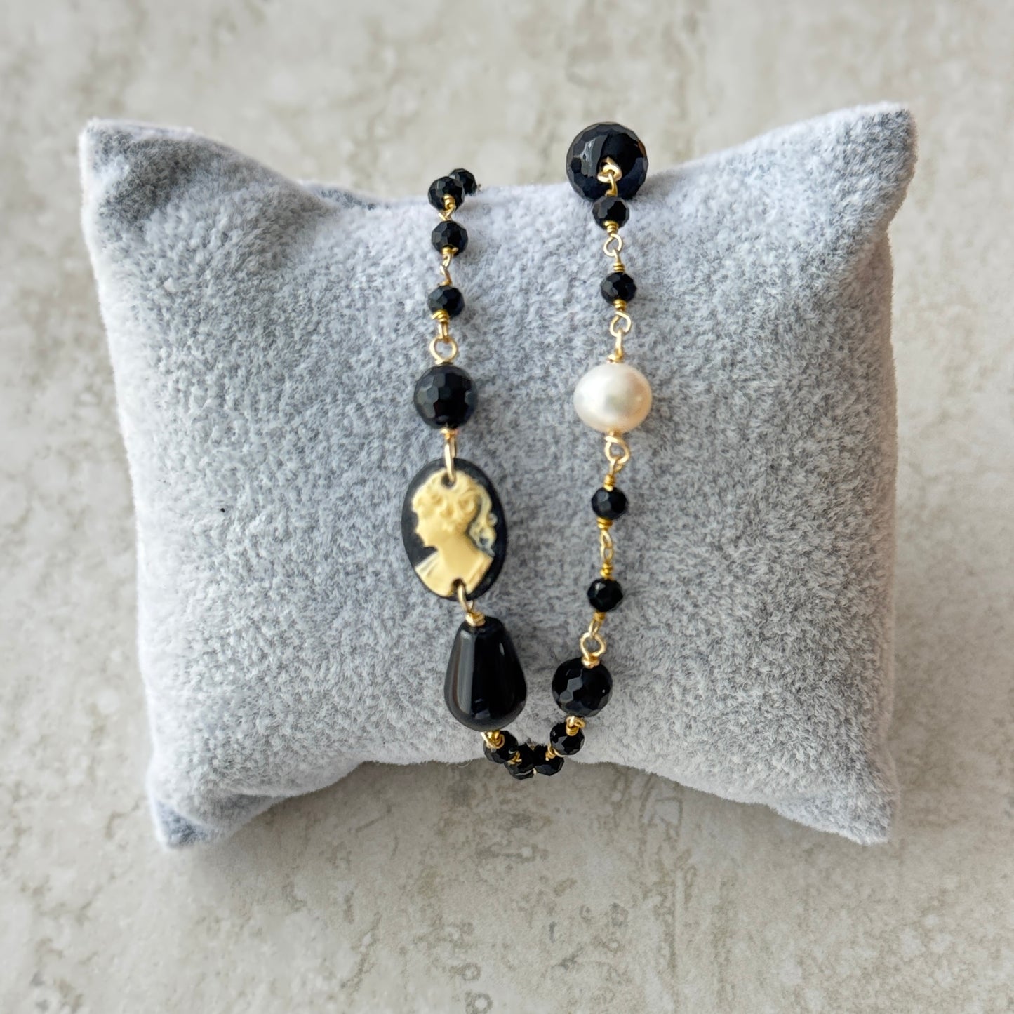 Pulsera Cameo Negra - Resina - Hecho en Italia