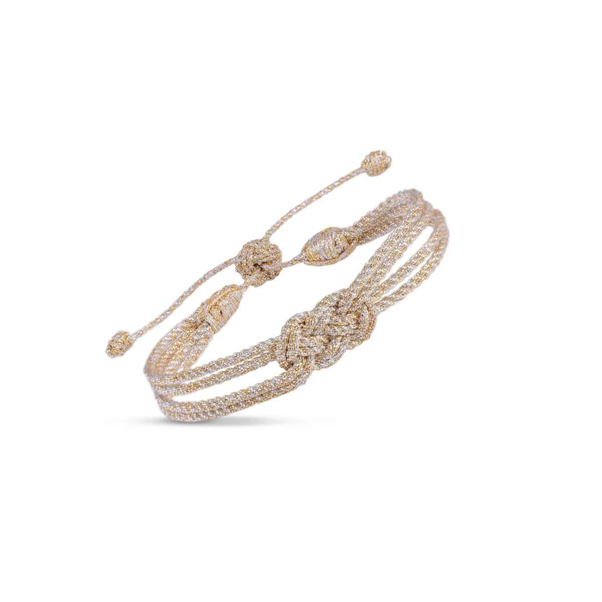 Pulsera Knot color Gold Silver, sfifa marroquí bicolor dorado y plateado con nudo, hecha a mano