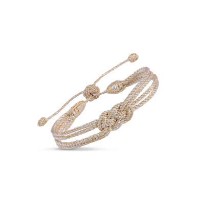 Pulsera Knot color Gold Silver, sfifa marroquí bicolor dorado y plateado con nudo, hecha a mano