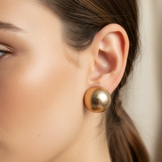 Aros Ale botón dorado baño de oro 18K – Trovare Chile