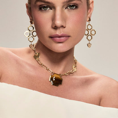 collar ojo de tigre elegante mujer joyería italiana