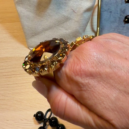 Anillo con Cristales Clear – Ajustable, Hecho a Mano en Italia